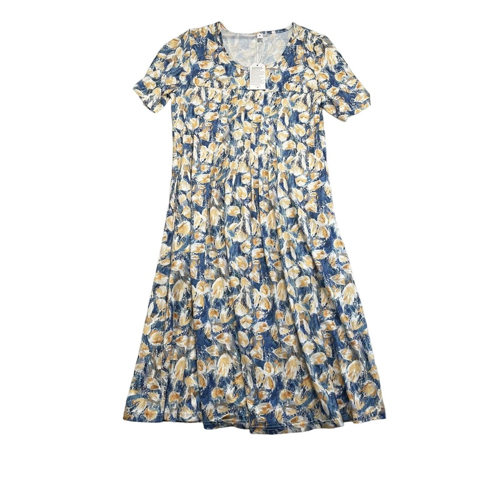 New Blue And Yellow Summer Dress Size Medium 43” Long